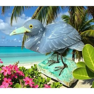 Peruvian Peru Stone Rock Heron Bird Figurine Hand Carved Mineral Art Statue
